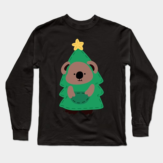 Cute Koala Dressed As a Christmas Tree Long Sleeve T-Shirt by Random_stuff_420